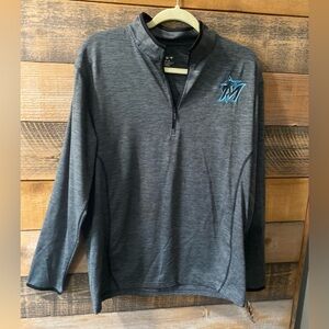MLB Miami Marlins Under Armour Performance Tri-Blend Quarter-Zip Pullover Size M